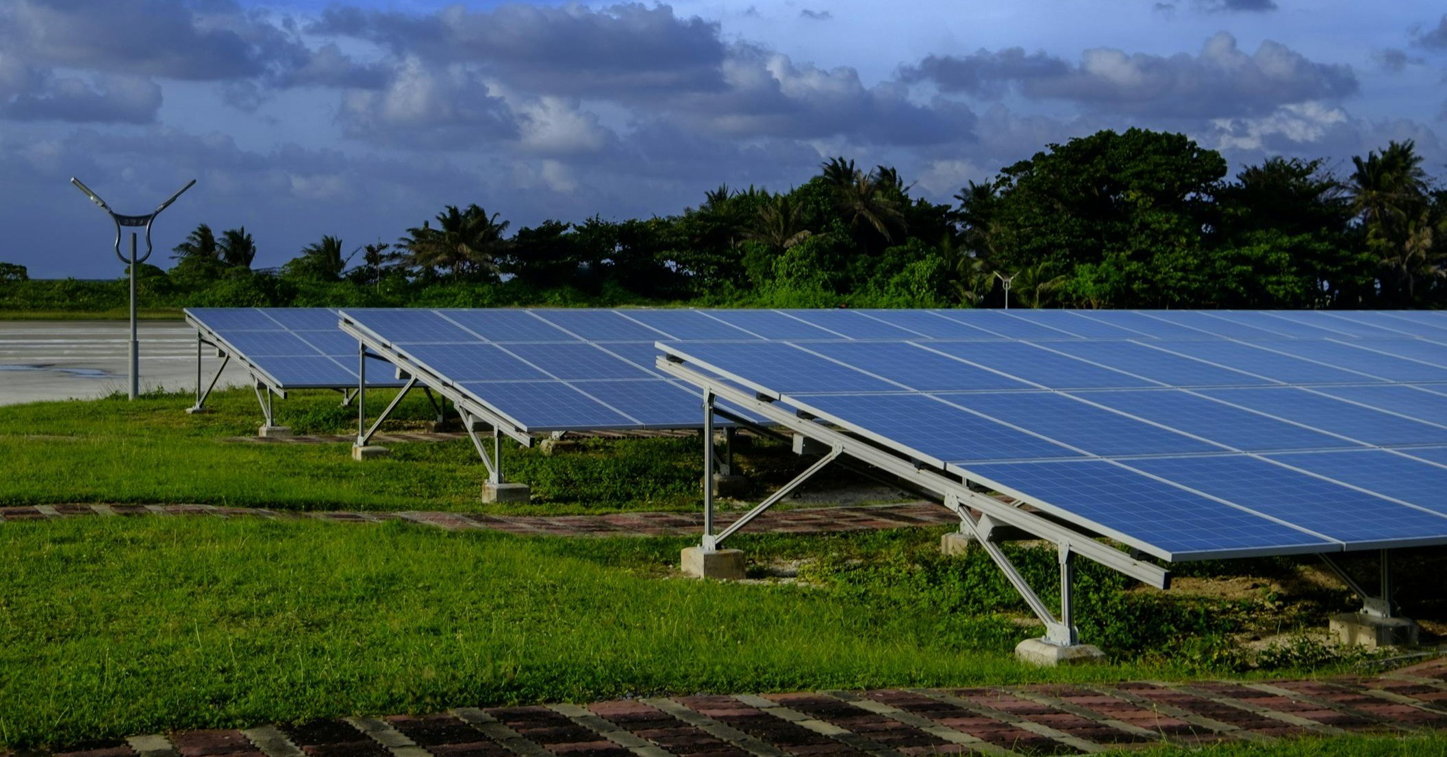 TAIPING ISLAND (ITU ABA), SPRATLY ISLANDS, TAIWAN - 2017/02/10: Solar panels in Taiping Island, Itu Aba, which generate 18% of the energy requires in the islands. 
The Island is under ROC, Taiwan, control and is restricted to visitors.
The island is under ROC control since 1946 and is disputed among several Asian nations such as Vietnam, PRC and The Philippines. (Photo by Alberto Buzzola/LightRocket via Getty Images)