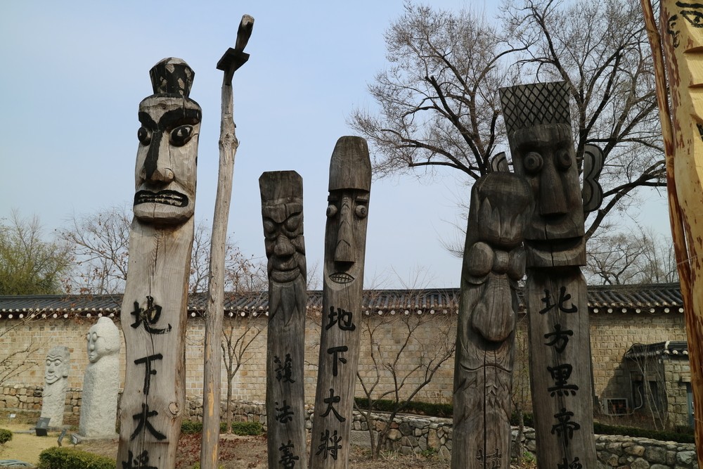 レア O○朝鮮○将軍標○天下大将軍○地下女将軍○一刀彫○木彫○農民