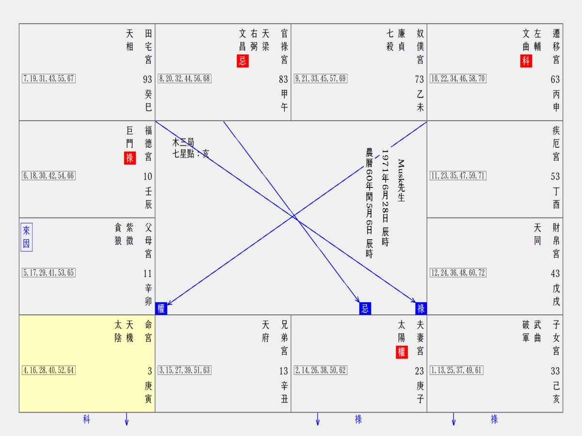 分析馬斯克的紫微斗數命盤：機月同梁格也能成為世界首富？理論上第六大運會漸漸走弱- TNL The News Lens