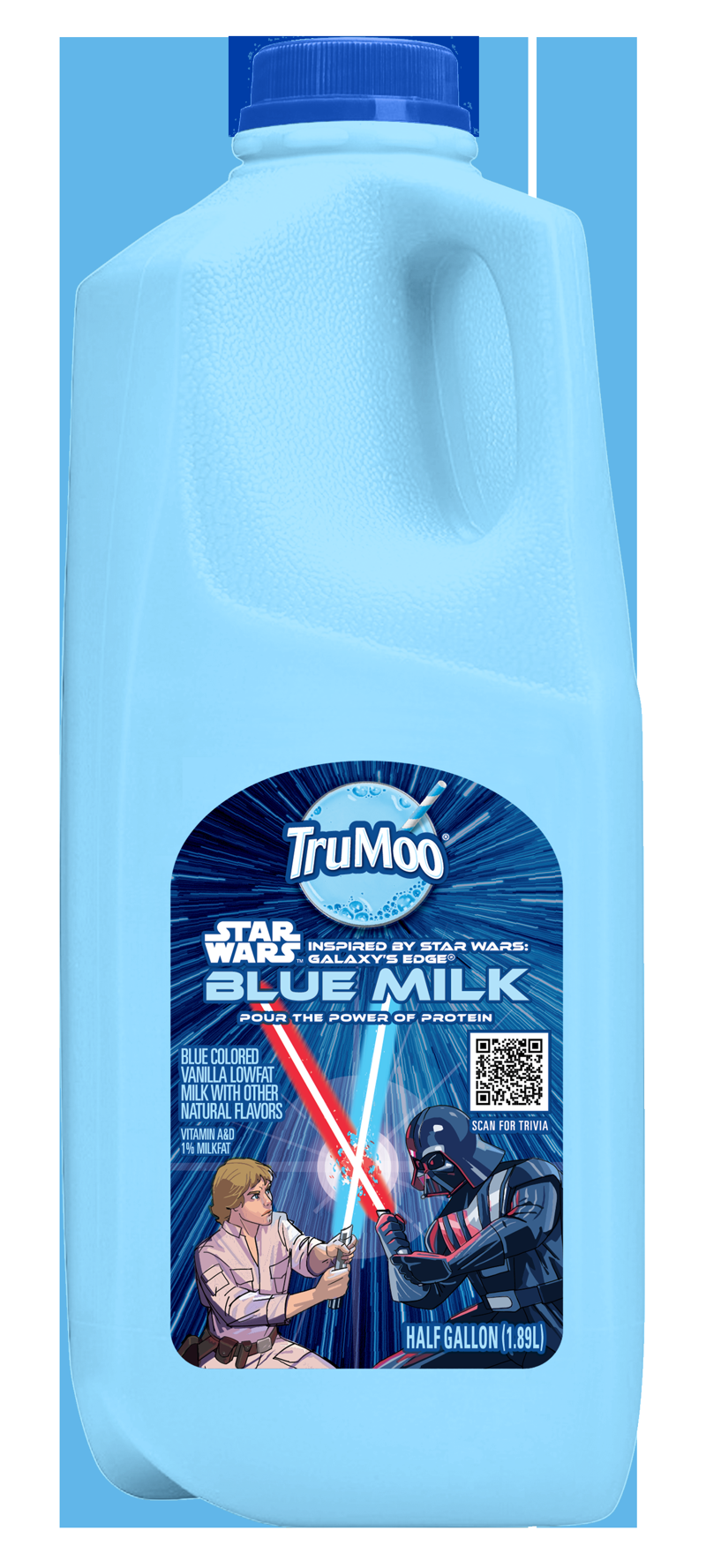 今年最特別的紀念商品，就是官方出的藍色牛奶。這顏色為什麼讓人想到洗廁所的清潔劑？（Disney Experiences提供）