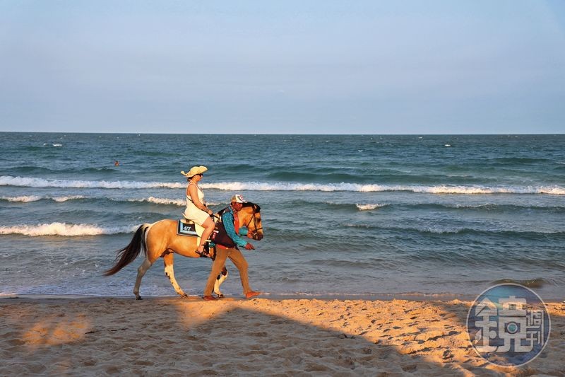 或許因為皇室的影響，在沙灘上騎馬是華欣很流行的遊玩方式。（300泰銖起／次，約NT$265）