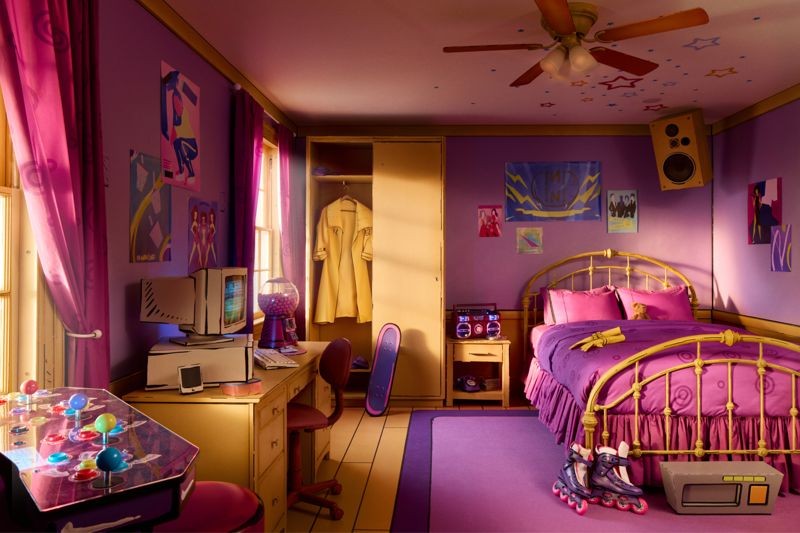 「歡歡」的房間就像是她的個性，喜歡購物、電玩，還有鮮豔的顏色。（Holly Andres攝／Airbnb提供）