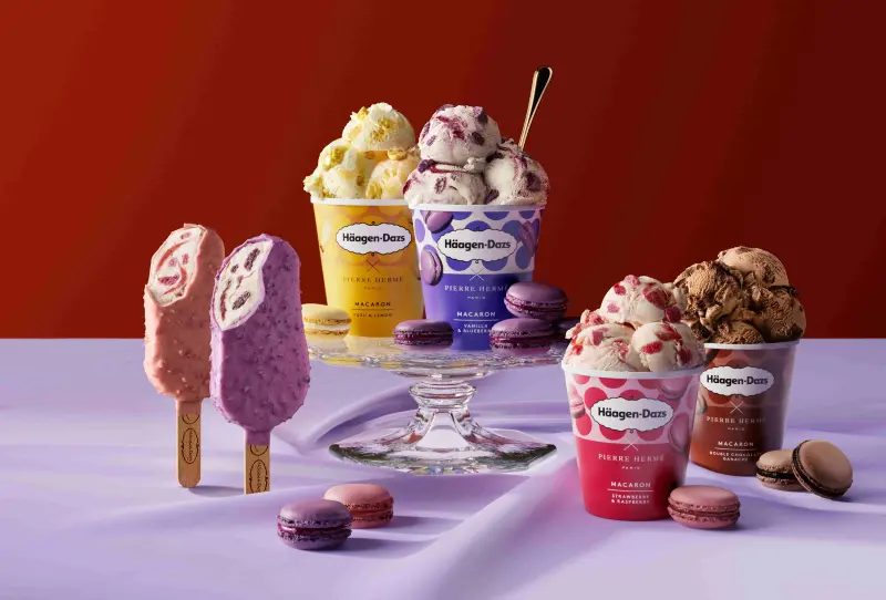 ▲Häagen-Dazs以「極緻經典，法式驚豔」體現法式浪漫，推出全新馬卡龍冰淇淋口味，還有熱銷馬卡龍脆皮雪糕。（圖／Häagen-Dazs提供）