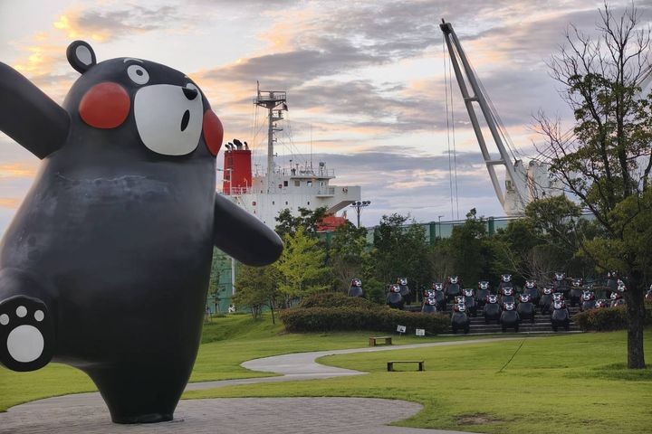 ▲熊本熊特色公園，地理位置鄰近港口，是上下船不可錯過的打卡景點。　圖：名勝世界郵輪／提供