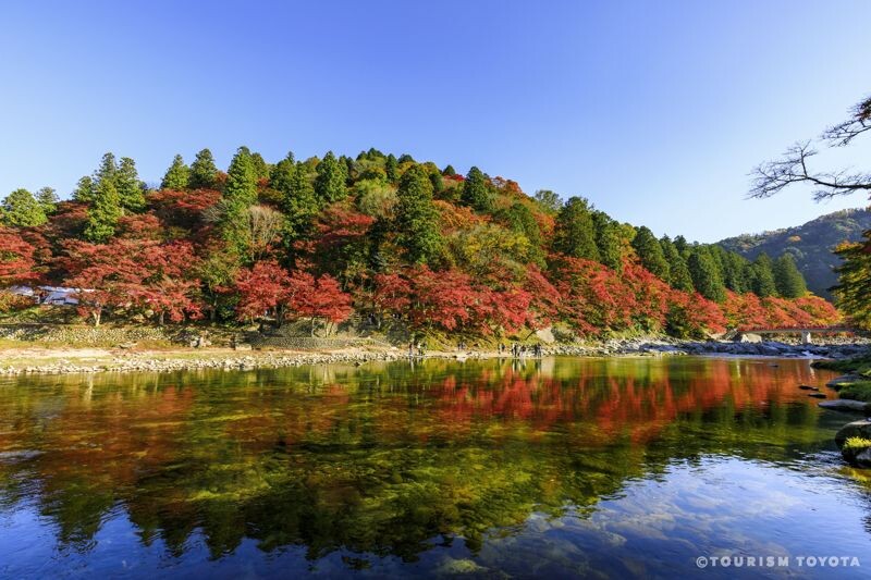 香嵐溪在楓紅時常吸引攝影愛好者前往「追楓」。（豐田市官方觀光協會提供）