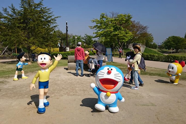 ▲「高岡 Otogi 的森林公園」重現動漫中大家玩耍的空地。　圖：向日遊／提供