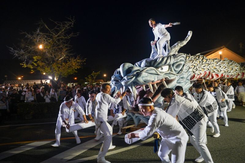 菊池地區的年度傳統祭典「白龍祭」會在每年秋季盛大展開。（熊本縣菊池市提供）