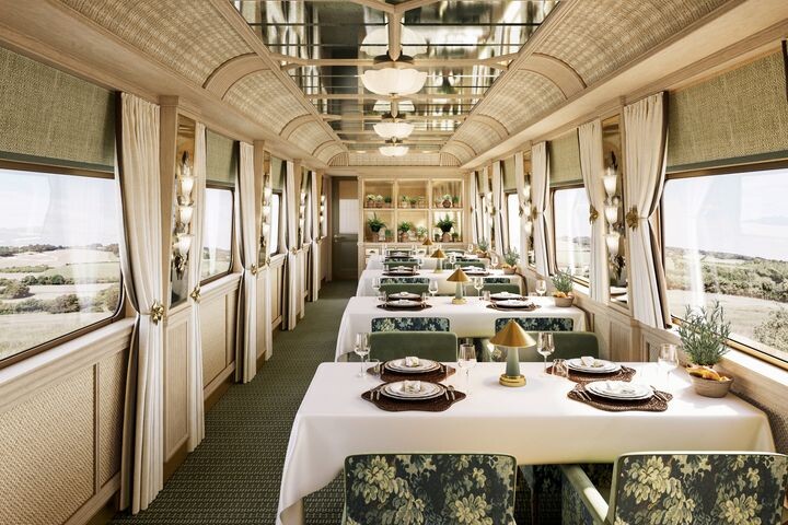 ▲The Britannic Explorer 列車的絕佳視野餐廳空間。　圖：Belmond／提供