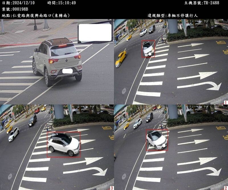 科技執法設備係採用AI運算自動辨識車種、判斷違規行為與路徑。(警方提供)