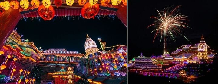 ▲極樂寺春節燈會以萬盞彩燈和煙火秀迎接新年到來。　圖：檳城環球旅遊局／提供