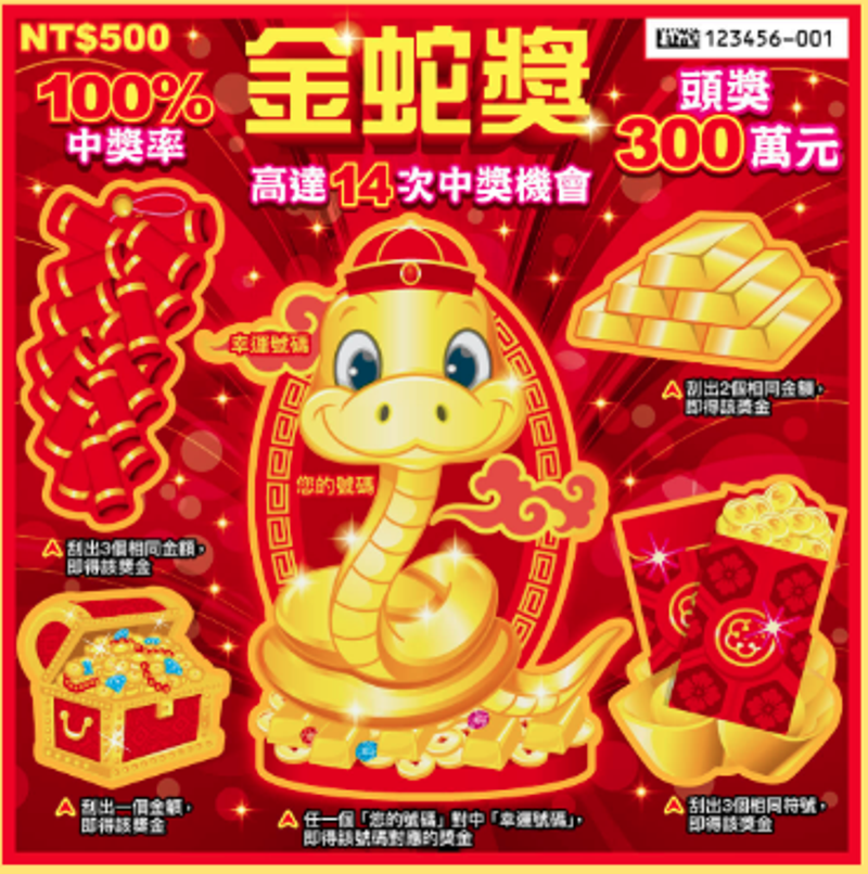 金蛇獎刮刮樂。（翻攝自台彩官網）