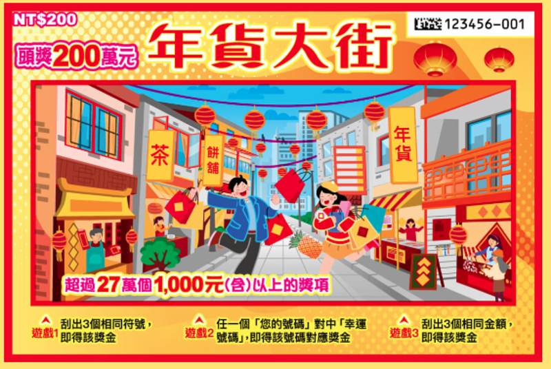 年貨大街刮刮樂。（翻攝自台彩官網）