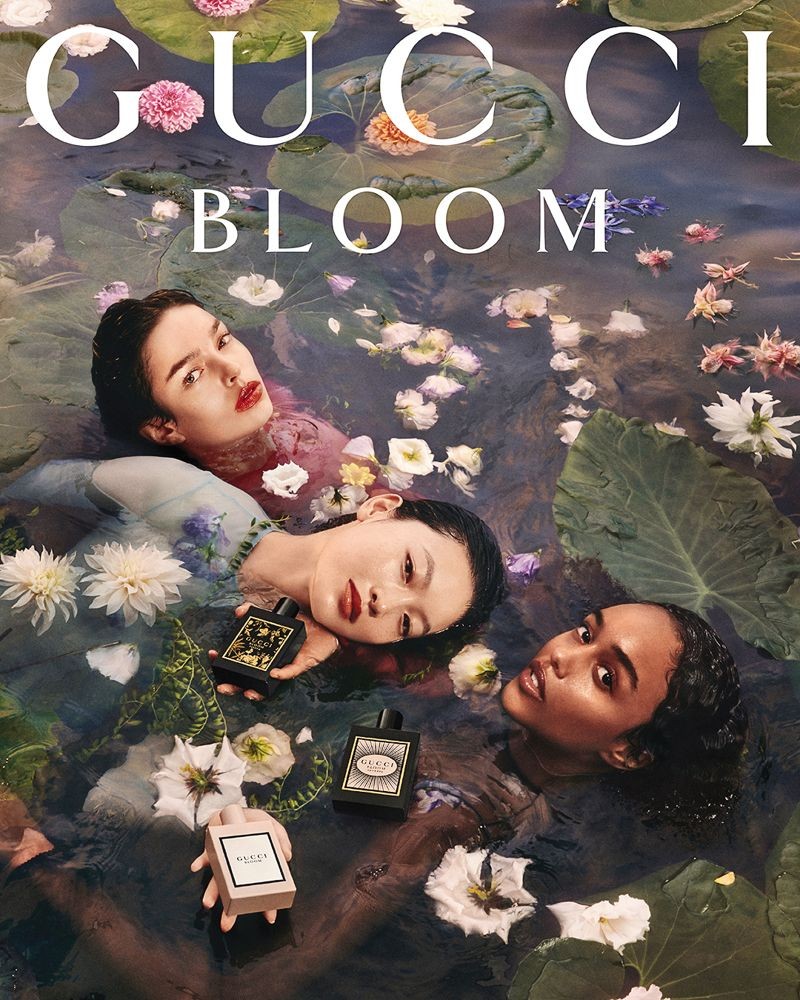 GUCCI花悅香氛系列形象廣告透過一座漂浮的夢幻花園展現女人的感性,是女性氣質綻放的現代寫照。(LUXASIA盧亞提供)