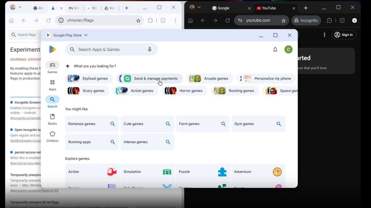 Android 的 PC 版介面曝光 支援Chrome 擴充功能與多工視窗