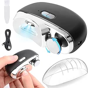 【指甲刀和指甲磨2合1 · 巔峰之作】Yinuaseus 2合1 電動指甲刀 雙用指甲刀指甲磨 2檔速度指甲磨 電動指甲刀 Type-C 充電式 便利 超輕量指甲刀 LED燈光 簡單操作 防指甲損傷 安全 低噪音電動指甲銼 角質護理 向內生長的指甲 厚指甲 指甲護理 適用於嬰兒/兒童/成人/老年人和全家人使用 帶安全開關 附日語使用說明書（黑色）