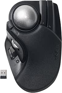 Elecom 軌跡球鼠 HUGE PLUS 靜音 軸承支援 可充電 Bluetooth 無線2.4GHz 有線 3臺多裝置配對 10 鍵 傾斜滾輪 2年保修 黑色 M-HT1MRBK-G