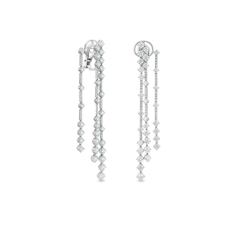 De Beers Arpeggia 高級珠寶18K白金三行鑽石耳環