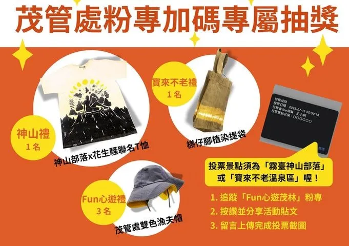 ▲茂管處粉專加碼專屬抽獎。　圖：茂林國家風景區管理處／提供