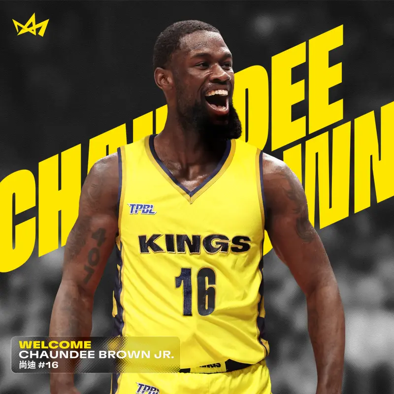 ▲新北國王今(21)日宣布洋將尚迪(Chaundee Brown)加盟,新賽季他將披上16號戰袍。身高196公分、體重98公斤的尚迪,以強悍對抗性與穩定外線著稱。曾效力於 NBA洛杉磯湖人與亞特蘭大老鷹,上賽季於日本B.League B2得分王殊榮。(圖/新北國王提供)