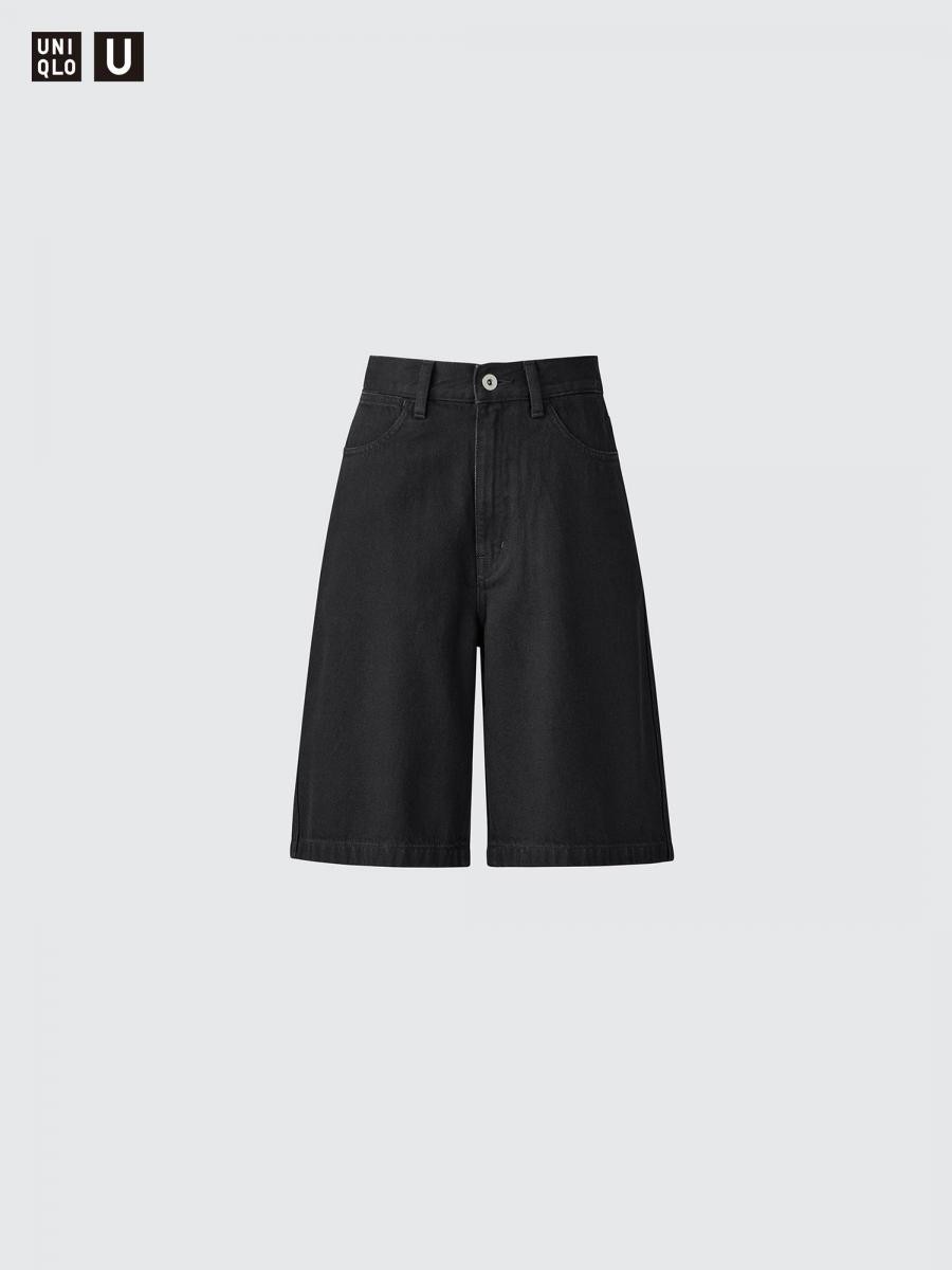 Uniqlo U系列這件百慕達褲,運用硬挺的原色丹寧呈現,讓女孩能利用筆直的線條修飾腿型。