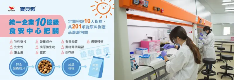 ▲在統一企業食安中心的把關下,寶貝狗堅守品質,提供安心、安全的營養犬食。(圖/品牌提供)