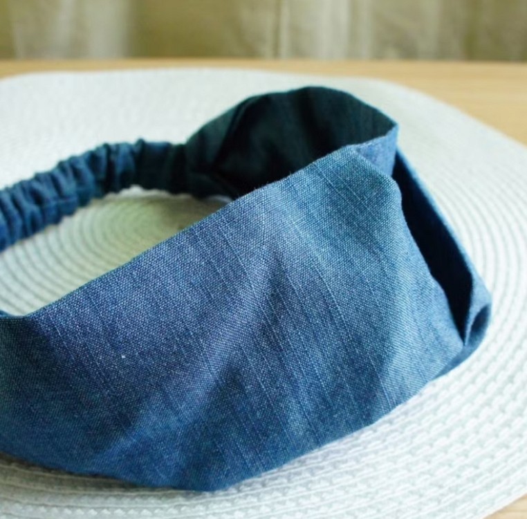 :牛仔布手工製作的髮帶