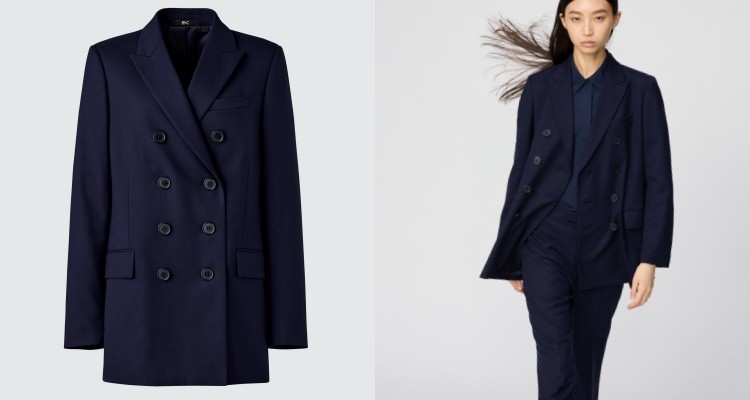 由創意總監Clare Waight Keller親自操刀打造的支線系列「Uniqlo:C」,完美展現了她標誌性的鬆弛美學風格,寬鬆且立挺的剪裁,不僅帶來極致的舒適感,更傳遞出自信且從容的行事態度。而這件海軍藍雙排釦西裝外套,無疑正是本季秋冬的代表作,