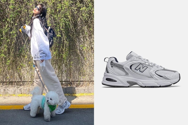 New Balance 530 復古跑鞋外型細節,網布與皮革拼接設計