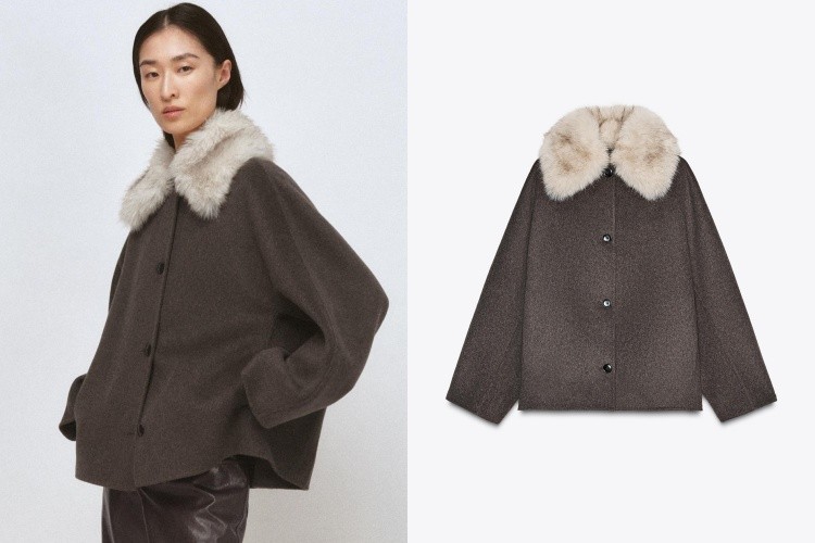 屬於 Zara Woman Collection 的這款大衣,走的是經典而耐看的路線。羊毛混紡布料帶來俐落挺度,人造皮草領片則成為視覺焦點,為造型注入溫度與層次。可拆式設計讓穿搭更具彈性,保留領片時優雅溫暖,拆卸後則回歸簡潔大衣輪廓,輕鬆應對不同天氣與場合。這種「一件兩穿」的實用概念,非常適合重視實用性的都會女性。