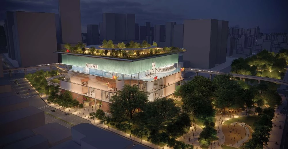  國家兒童未來館規劃於新板特區。此區以「超級浩市達(SUPER HOPSCA)」作為整體發展願景藍圖,強調高運量交通、商務辦公、購物娛樂、公共開放空間與行政服務等機能整合,透過空橋系統與立體動線串聯城市各項核心設施,打造高度整合的都市生活圈。