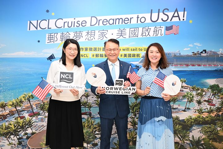 ▲（左起）Norwegian Cruise Line NCL挪威郵輪公司亞洲銷售總監Crystal Wong、中僑旅行社董事長林雲鶴David Lynn、美國國家旅遊局台灣代表蔡璧如。　圖：中僑旅行社／提供