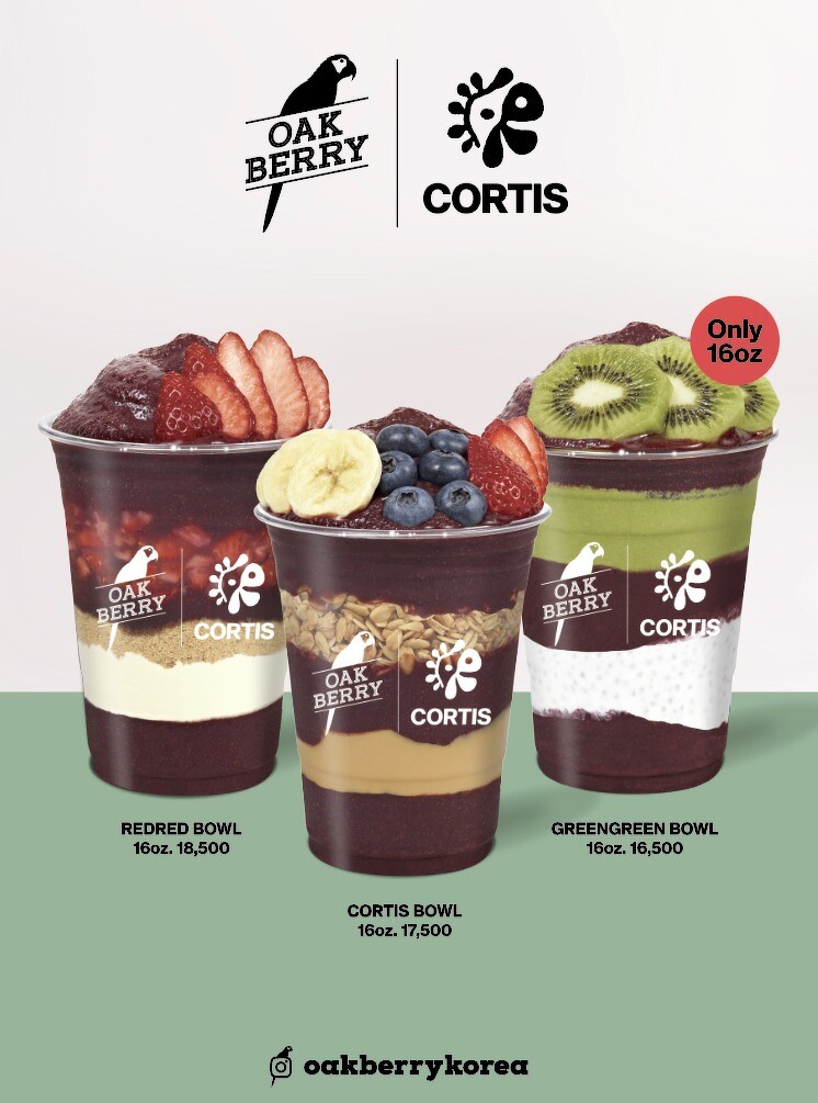 OAKBERRY聯名CORTIS推出3款風格各異的巴西莓碗(圖片來源/oakberrykorea IG)