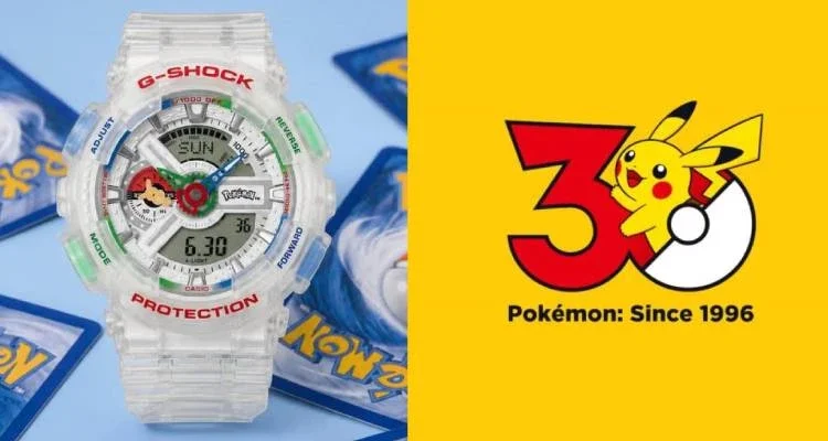 本次，為了慶祝《寶可夢》誕生30週年，「G-Shock」推出一款型號為GA-110PKM-7A的全新聯名腕錶，亦是品牌首次與《寶可夢》打造的正式聯名作品。整體設計，以人氣系列GA-110作為基礎，並向1996年推出的《寶可夢 紅／綠》遊戲致敬。最直觀的元素，就是把初代玩家最熟悉的紅、藍、綠三種代表色，運用在錶盤、按鍵、指針與錶圈之中。看看這配色，我相信有不少老玩家的腦中，大概都會自動響起大木博士那句：「歡迎來到寶可夢的世界。」吧！（商品價格約：NTD 7,160）