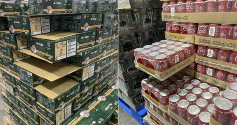 ▲好市多盒裝物品以及箱裝的飲品經常都疊超高，造成「漂浮可樂」、「咖啡疊疊樂」的情況出現，有會員認為貨物有可能因為支撐不平衡倒塌。（圖/好市多商品經驗老實說）