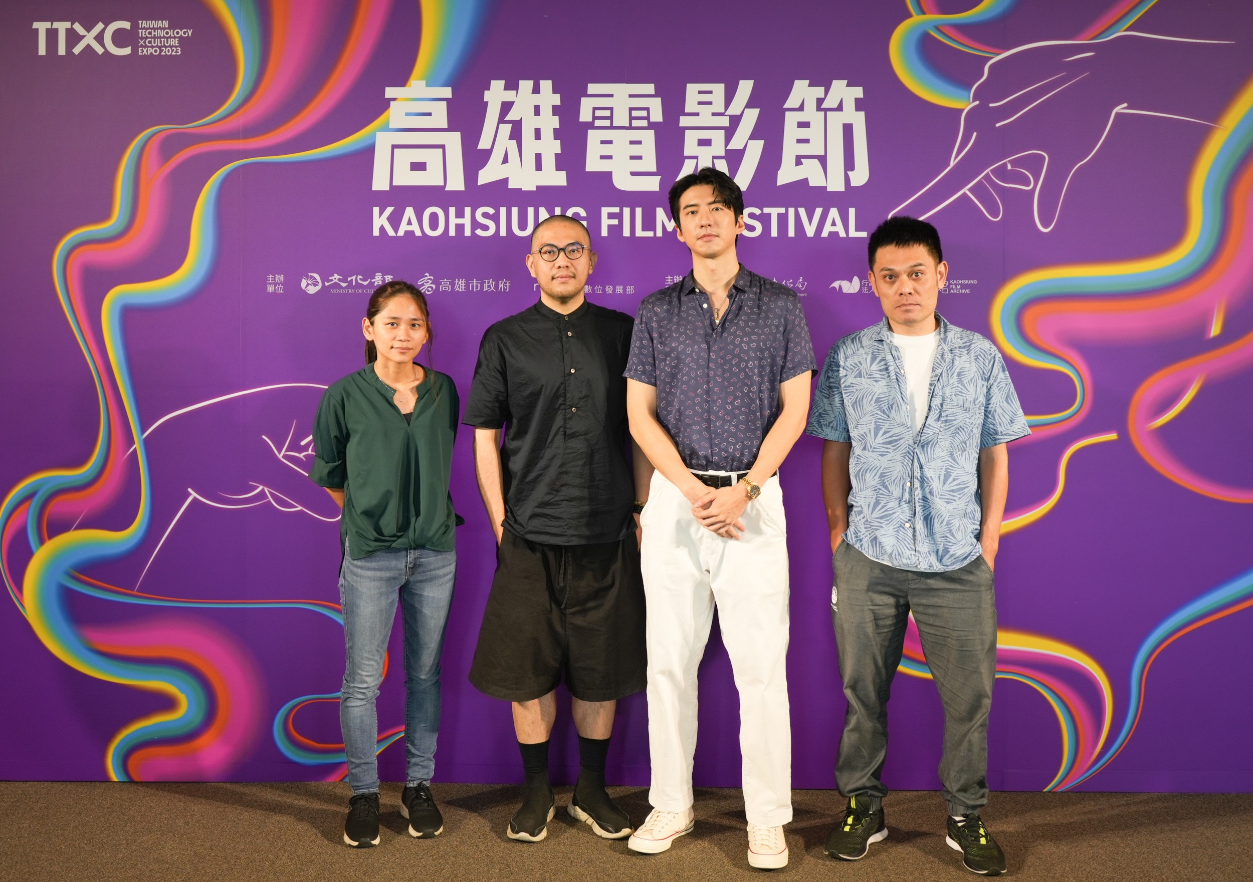  影集《都市懼集》導演李俊宏、監製蔡宗翰、製作人賴楀婷及演員傅孟柏接受媒體聯訪。（高雄電影節提供）