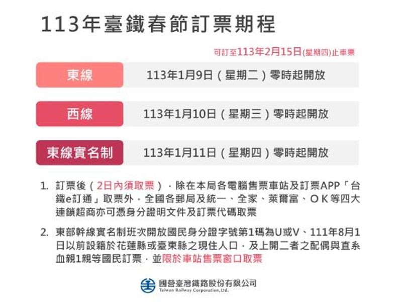 台鐵今年春節連假疏運期間，全線加開234班列車，1月9日凌晨0點陸續開放訂購車票。（本刊資料照）