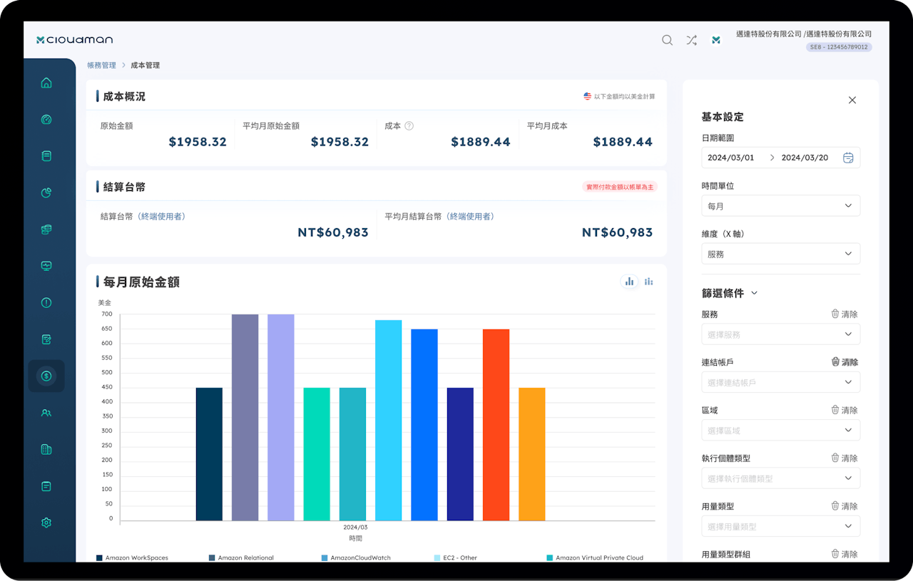 Cloudman Verfügt Über Eine Intelligente Rechnungsparfunktion, Mit Der Sie Schnell Und Effektiv Kosten Sparen Können. /Bildnachweis: Metaage 美达特