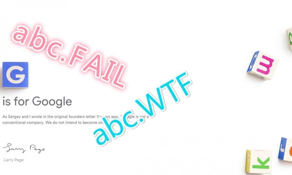是Google母公司域名abc.xyz遭到對手回應WTF和Fail!究竟是誰那麼無禮?這篇文章的首圖