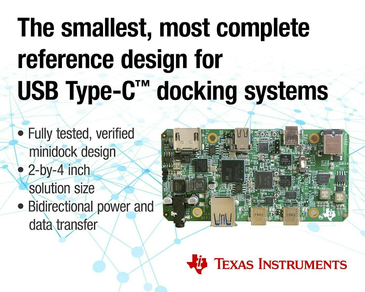 是德州儀器推出全新 USB Type-C 擴充基座參考設計,整合音訊、影像、數據與供電並將尺寸有效縮減 50%這篇文章的首圖