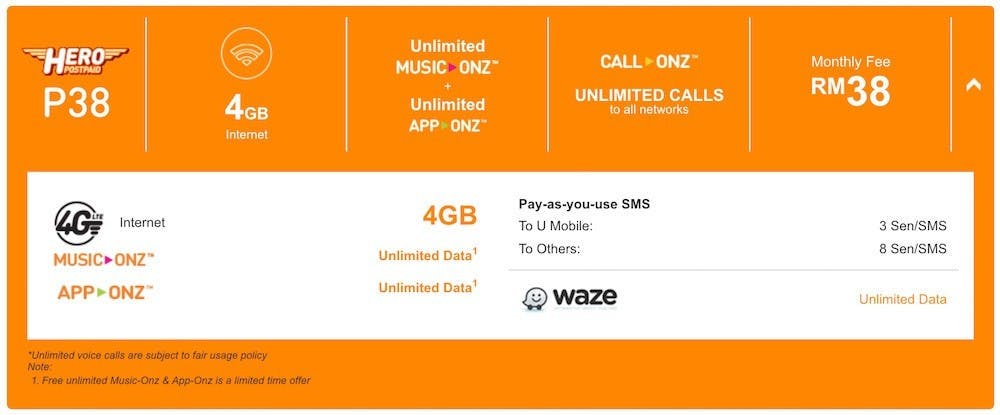 是UMobile推出新配套啦!每月RM38獲4GB data+全新Call Onz等!另外RM48/月就有5GB data等!這篇文章的首圖