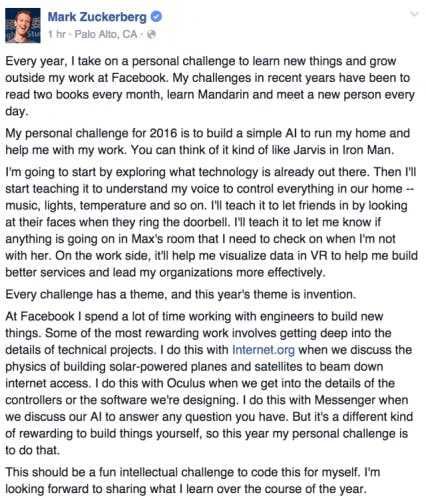 是Mark Zuckerberg 想把自已的家裡擁有 Jarvis,但他發展比較慢這篇文章的首圖