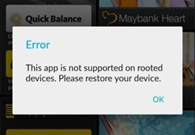 是Maybank用戶請注意!3月4日起,已經Root、Jailbreak手機不允許登錄Maybank2U賬戶!這篇文章的首圖