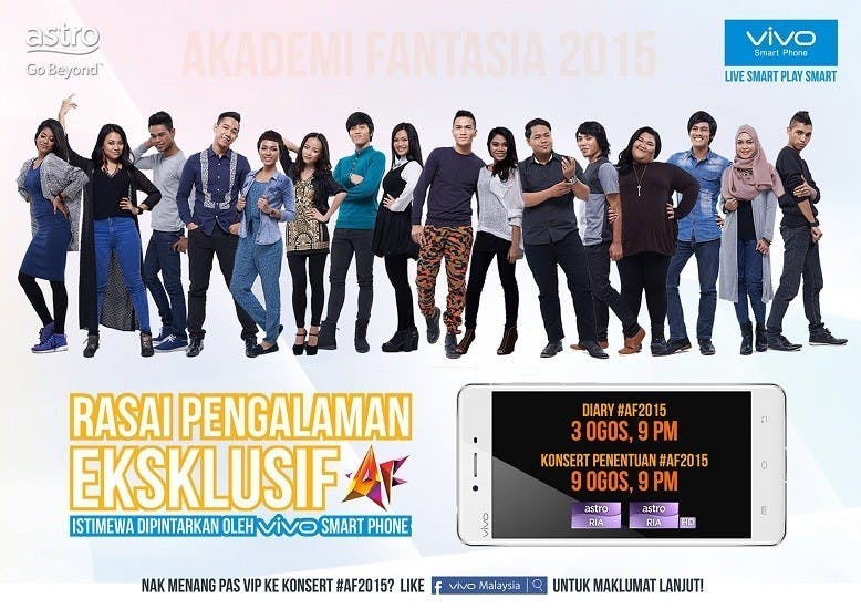 是vivo再贊助歌唱選秀節目! 這一次是本地Akademi Fantasia 2015!這篇文章的首圖
