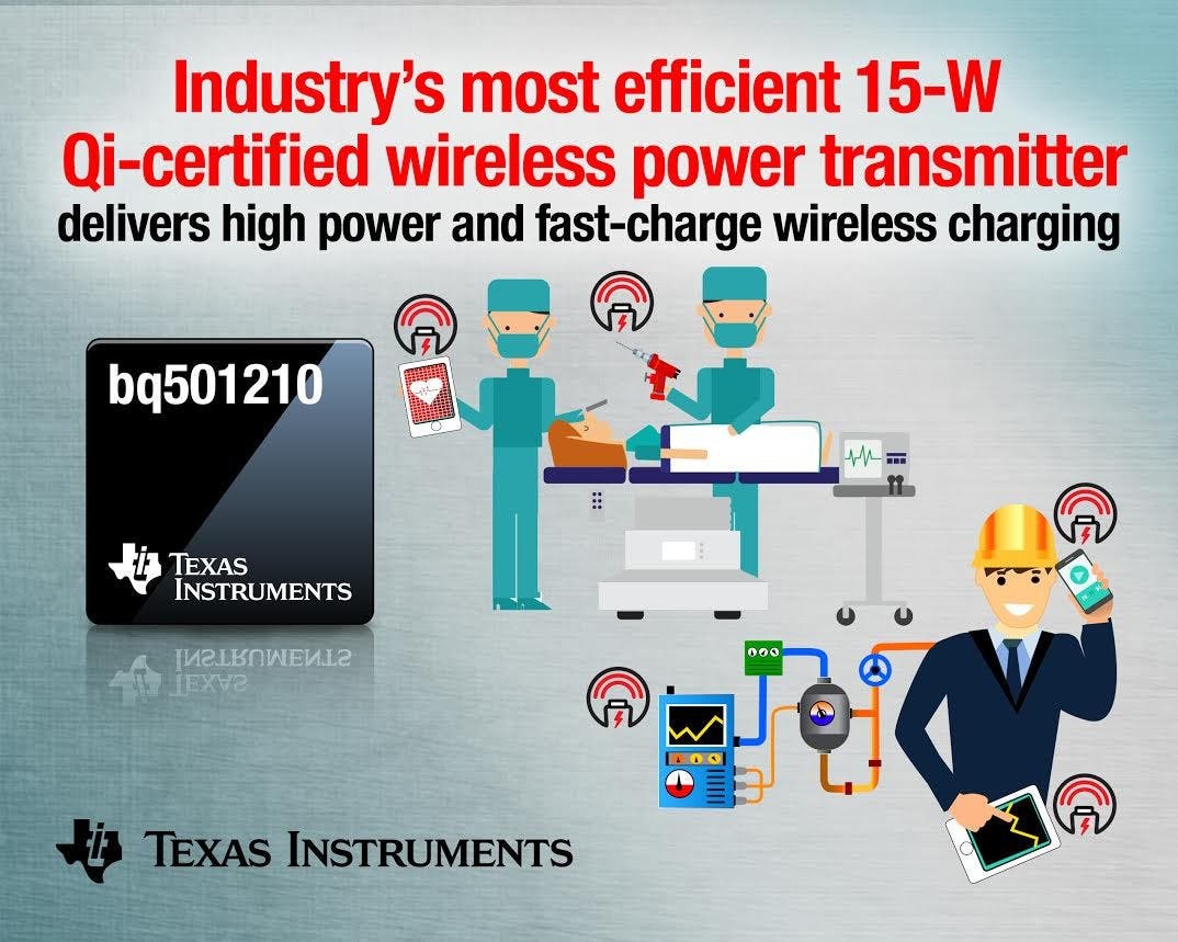 是首款通過 Qi 認證 15W 無線電源發射器認證, TI 發表 bq501210 無線供電晶片這篇文章的首圖