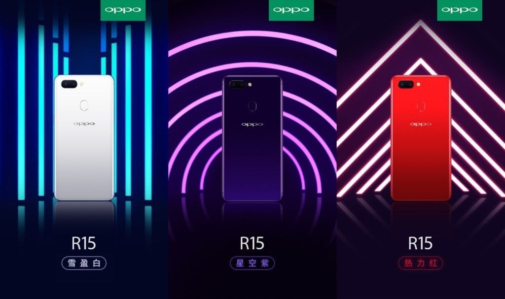 是導入「瀏海」全尺寸螢幕 OPPO R15確定推出星空紫、雪盈白與熱力紅三款配色這篇文章的首圖