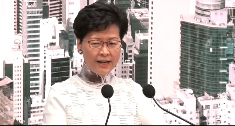 林鄭月娥表示，她有誠意接受批評，加以改進，繼續與香港市民同行。（香港電台新聞截圖）
