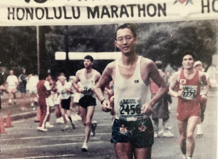 德勤中國主席蔡永忠（Philip Tsai）早於1987到海外跑馬拉松，第一次海外賽事是在夏威夷的檀香山馬拉松。（作者提供）