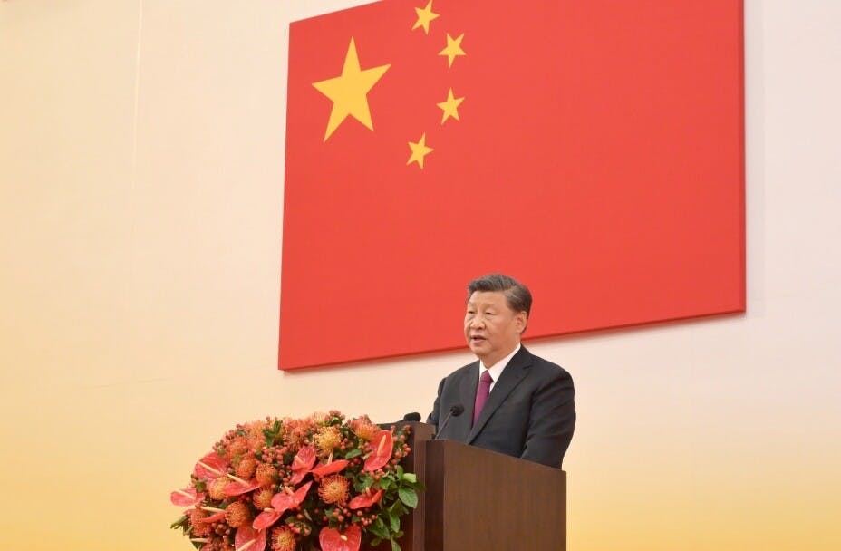 習近平主席指出，香港在回歸祖國後，發揮連接內地同世界各國的重要「橋樑和窗口」的積極作用。（亞新社）
