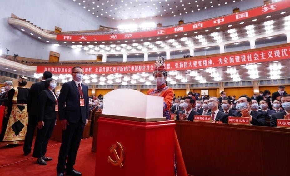 新華社指出，中共二十大通過的《黨章（修正案）》，共修改50處。（亞新社）