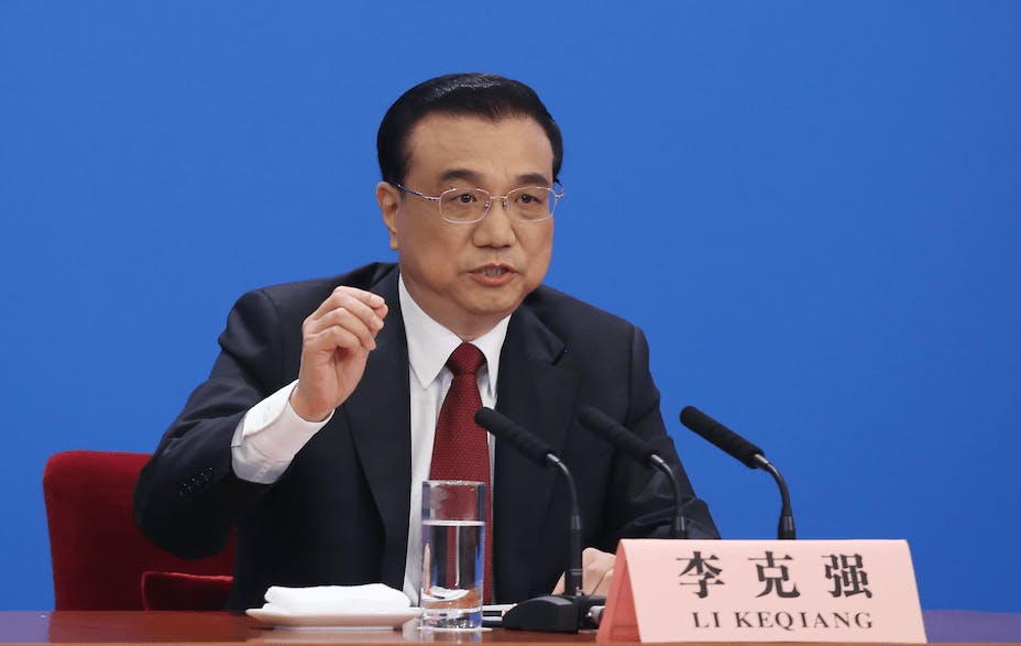 國務院總理李克強稱，中國經濟不會滑出目標範圍。（亞新社）